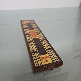 Antique Cribbage Inlaid Timber Board