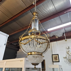 Empire Style Gilt Brass and Bronze Basket Chandelier | Antique & Vintage | Moonee Ponds Antiques | Australia Wide Delivery