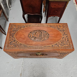 Oriental Carved Camphor Wood Chest