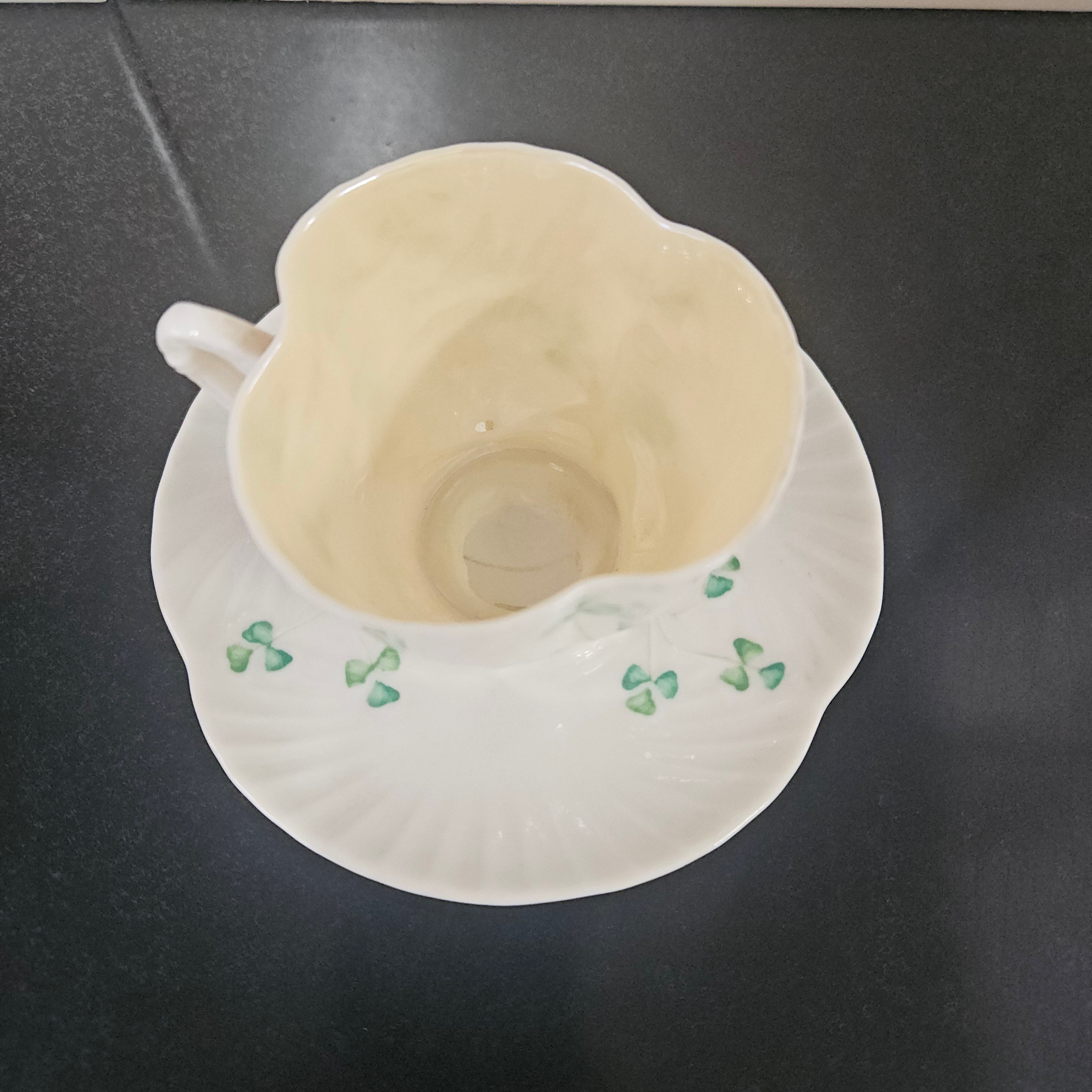 Belleek Coffee Cup and Saucer In Shell Pattern | Antique & Vintage | Moonee Ponds Antiques | Australia Wide Delivery