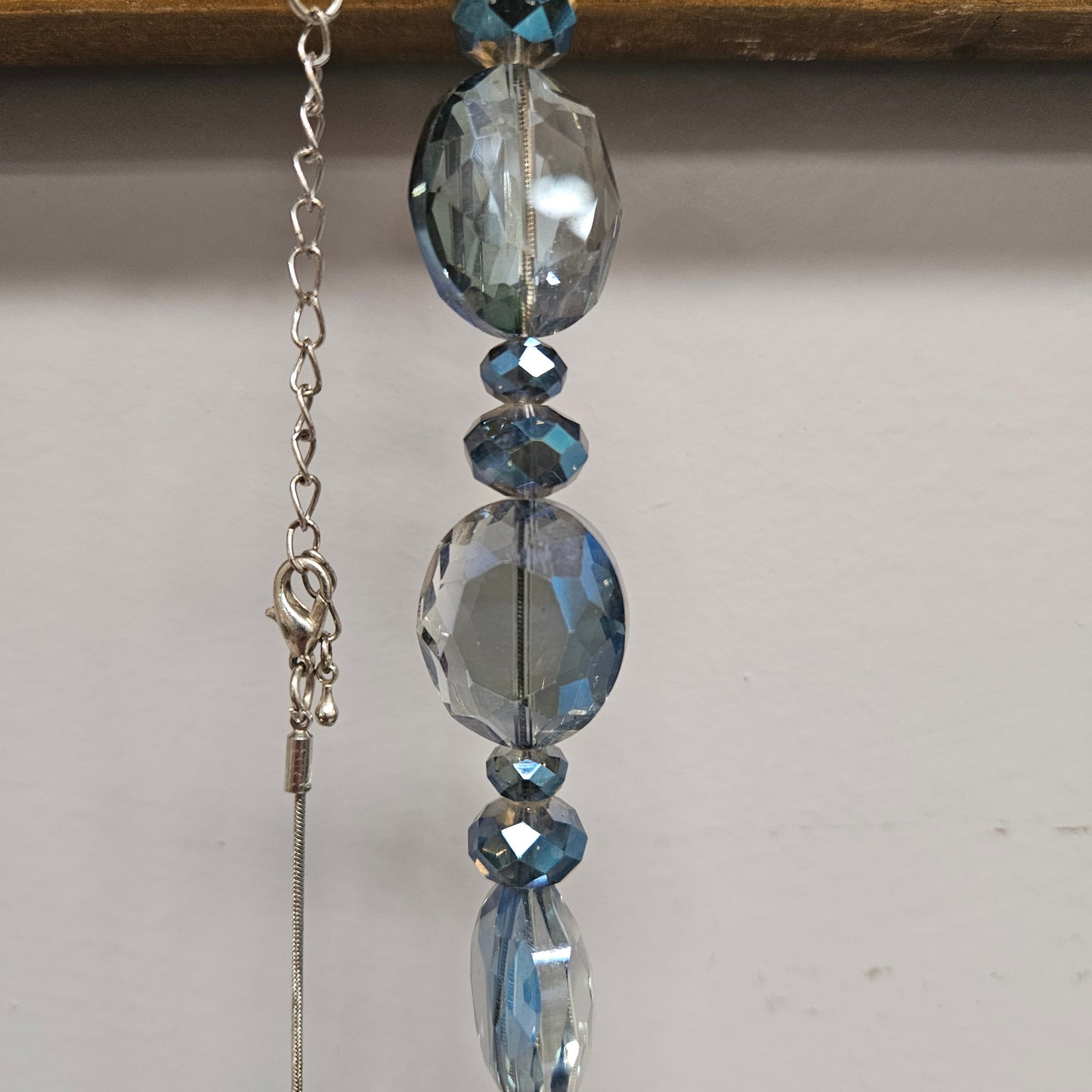 Vintage Blue Cut Crystal Bead Necklace