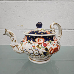 Antique Ridgway Porcelain Hand Painted Gilt & Floral Decorated Teapot Circa 1825