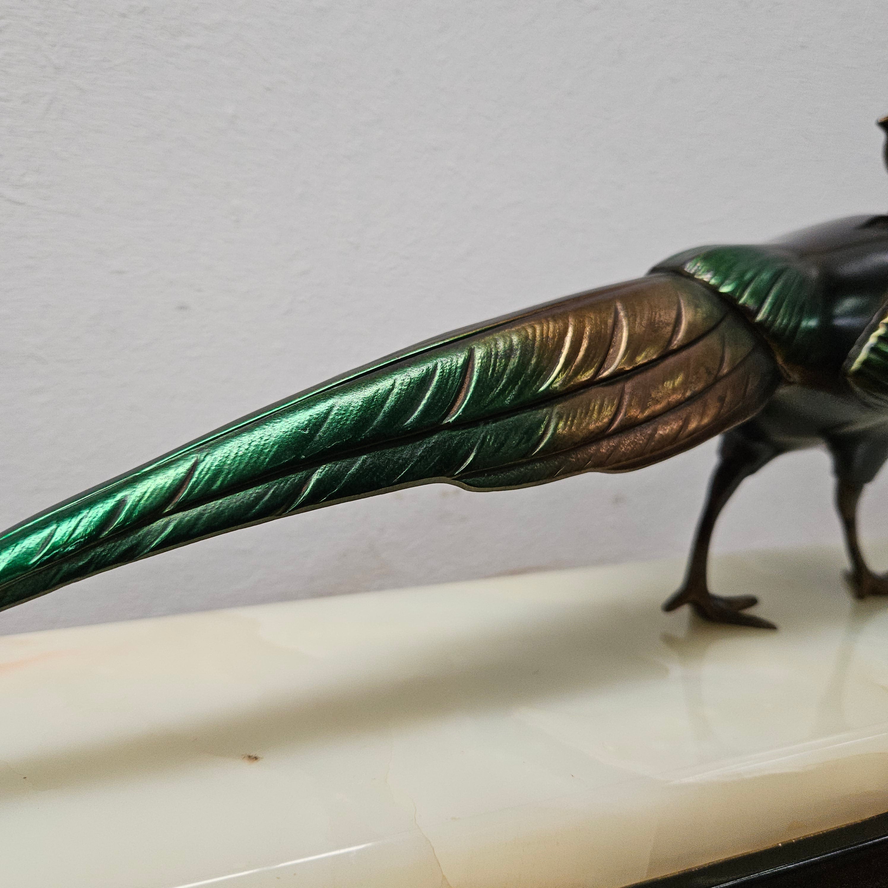 French Art Deco Pair Of Spelter Pheasants On A Marble Plinth | Antique & Vintage | Moonee Ponds Antiques | Australia Wide Delivery