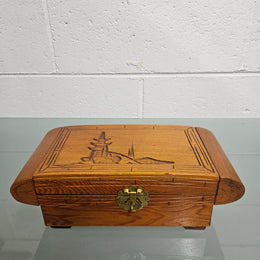 Vintage Miniature Camphorwood Carved Jewellery Box