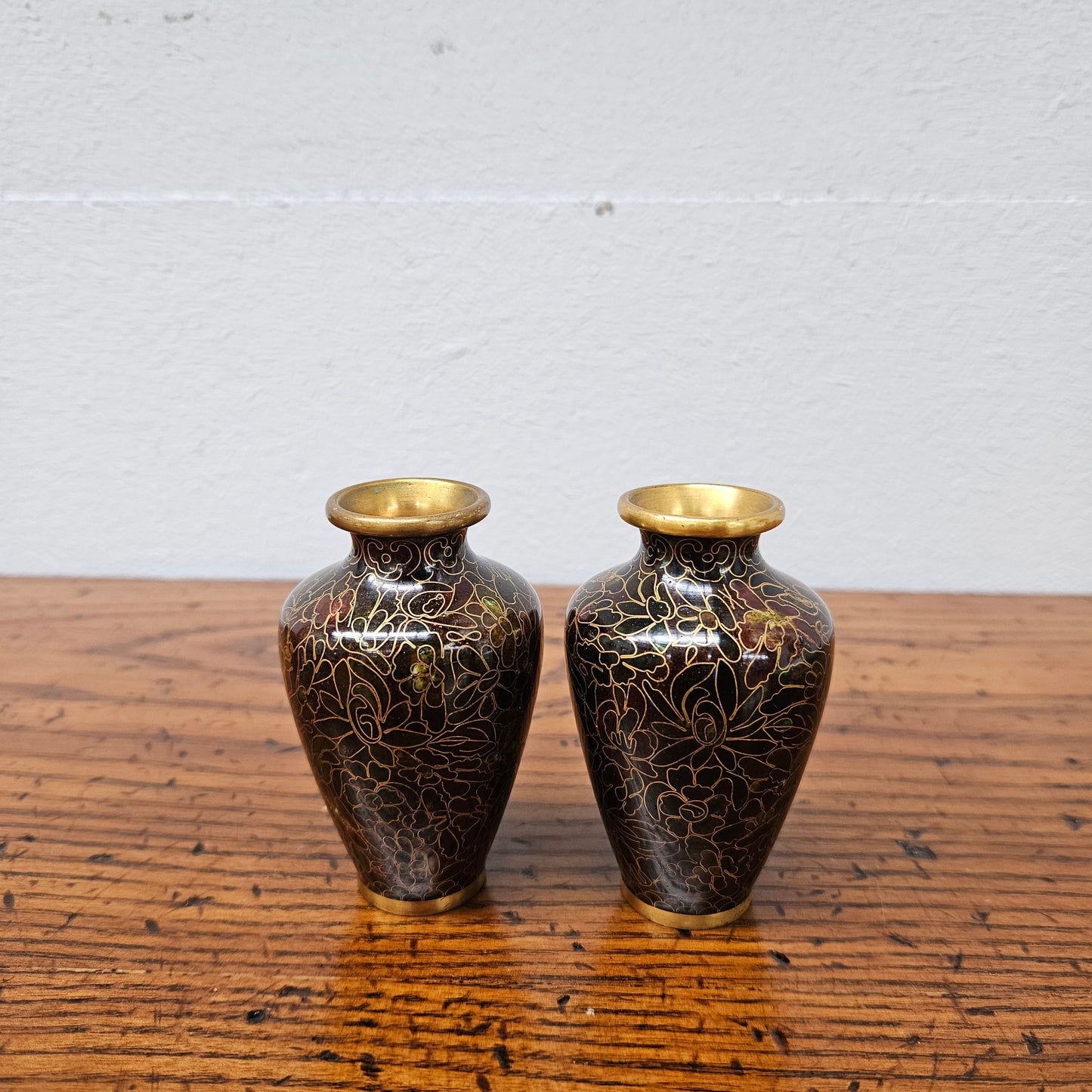 Pair of Miniature Cloisonne Vases