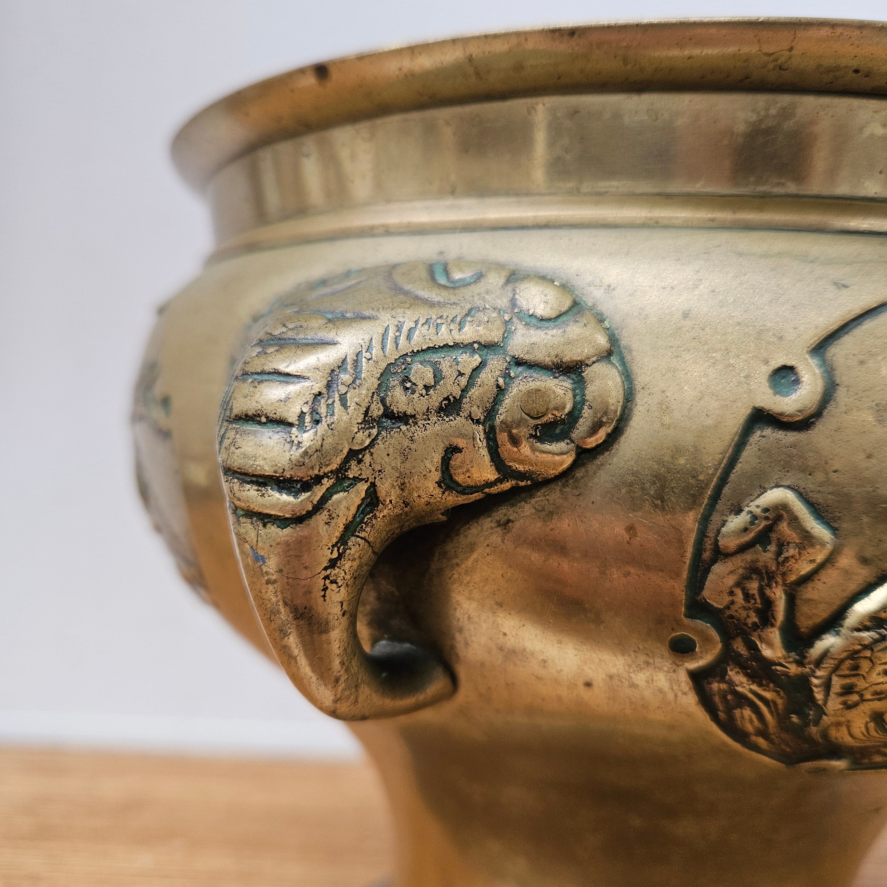 Antique Chinese Brass Jardiniere | Antique & Vintage | Moonee Ponds Antiques | Australia Wide Delivery