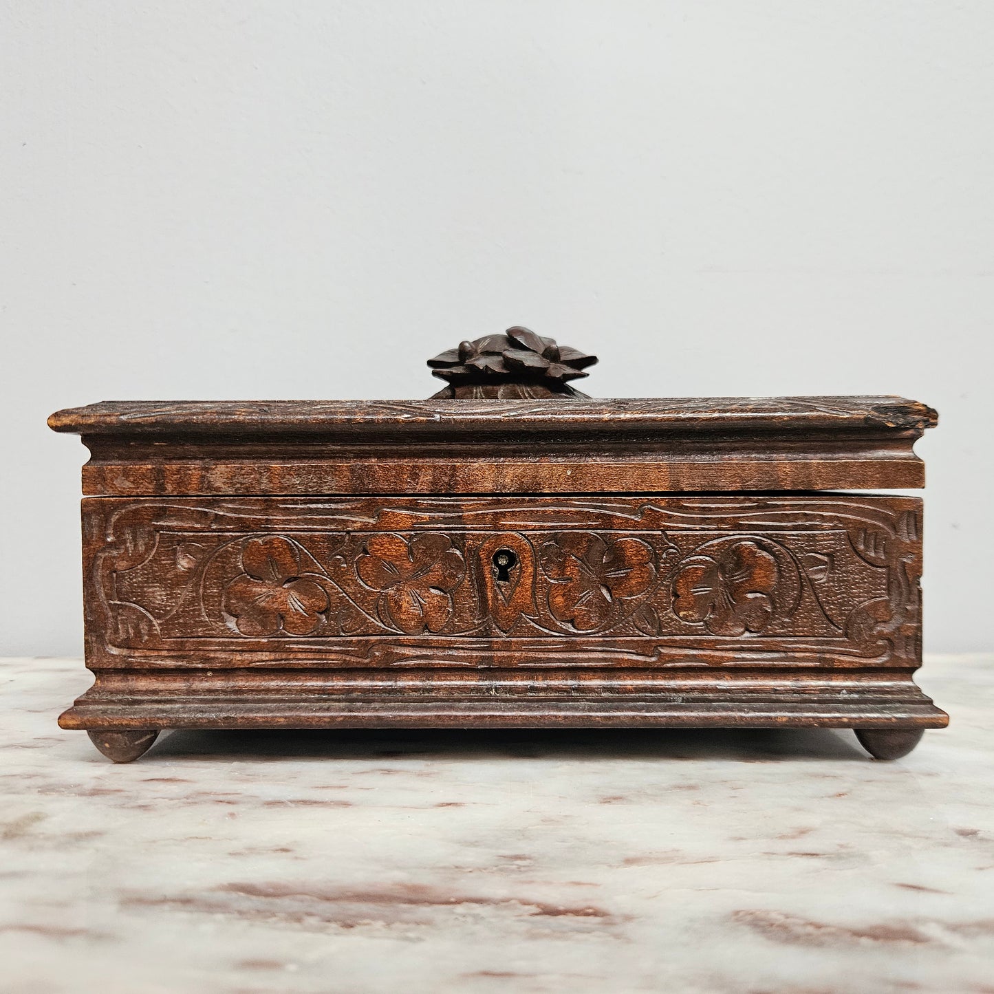 Antique Black Forest Hand Carved Trinket/Jewellery Box