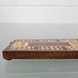 Antique Cribbage Inlaid Timber Board