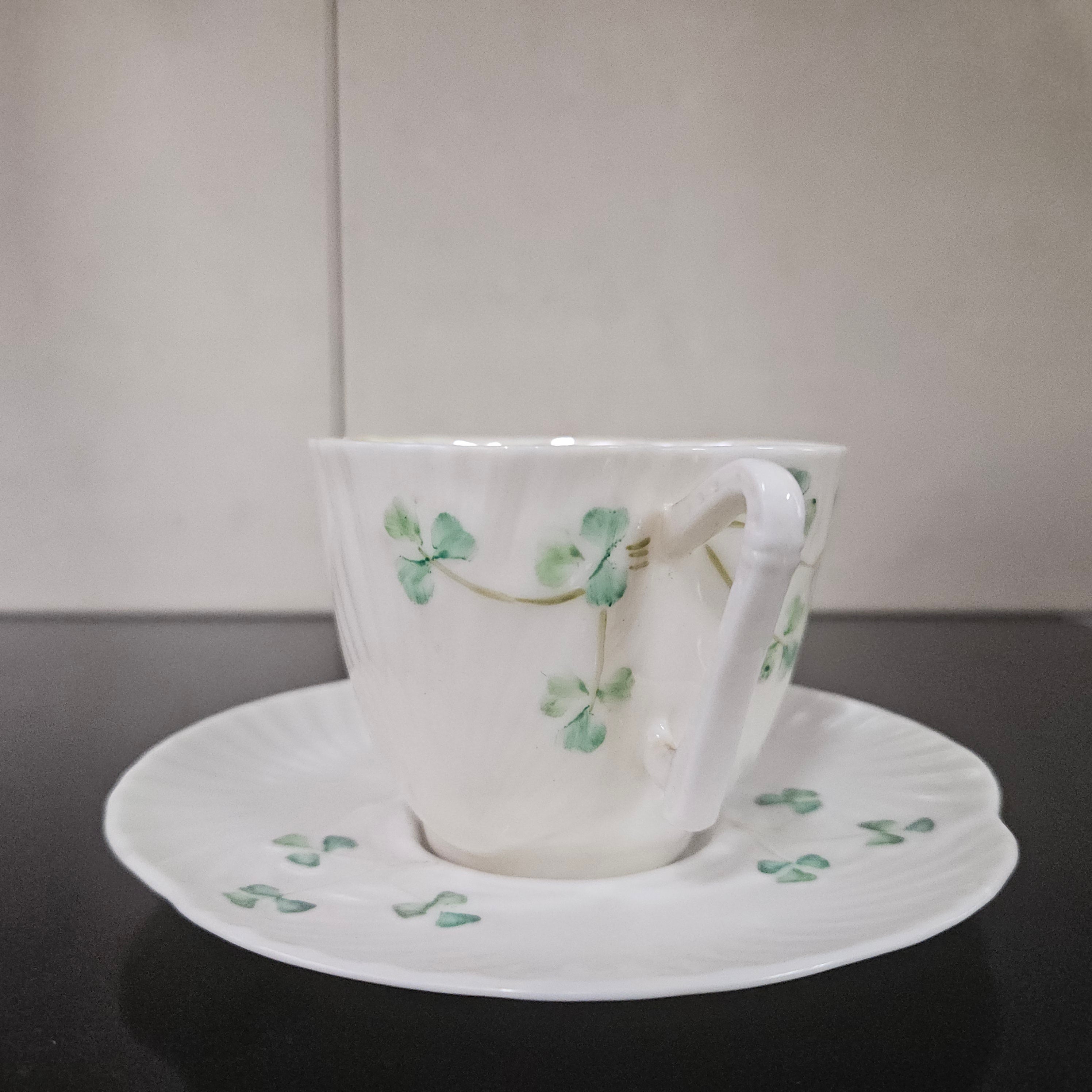 Belleek Coffee Cup and Saucer In Shell Pattern | Antique & Vintage | Moonee Ponds Antiques | Australia Wide Delivery