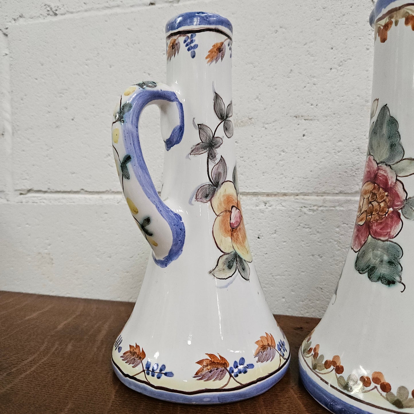 Pair of Hand Painted Portguese Pottery Coimbra Jug/Vases