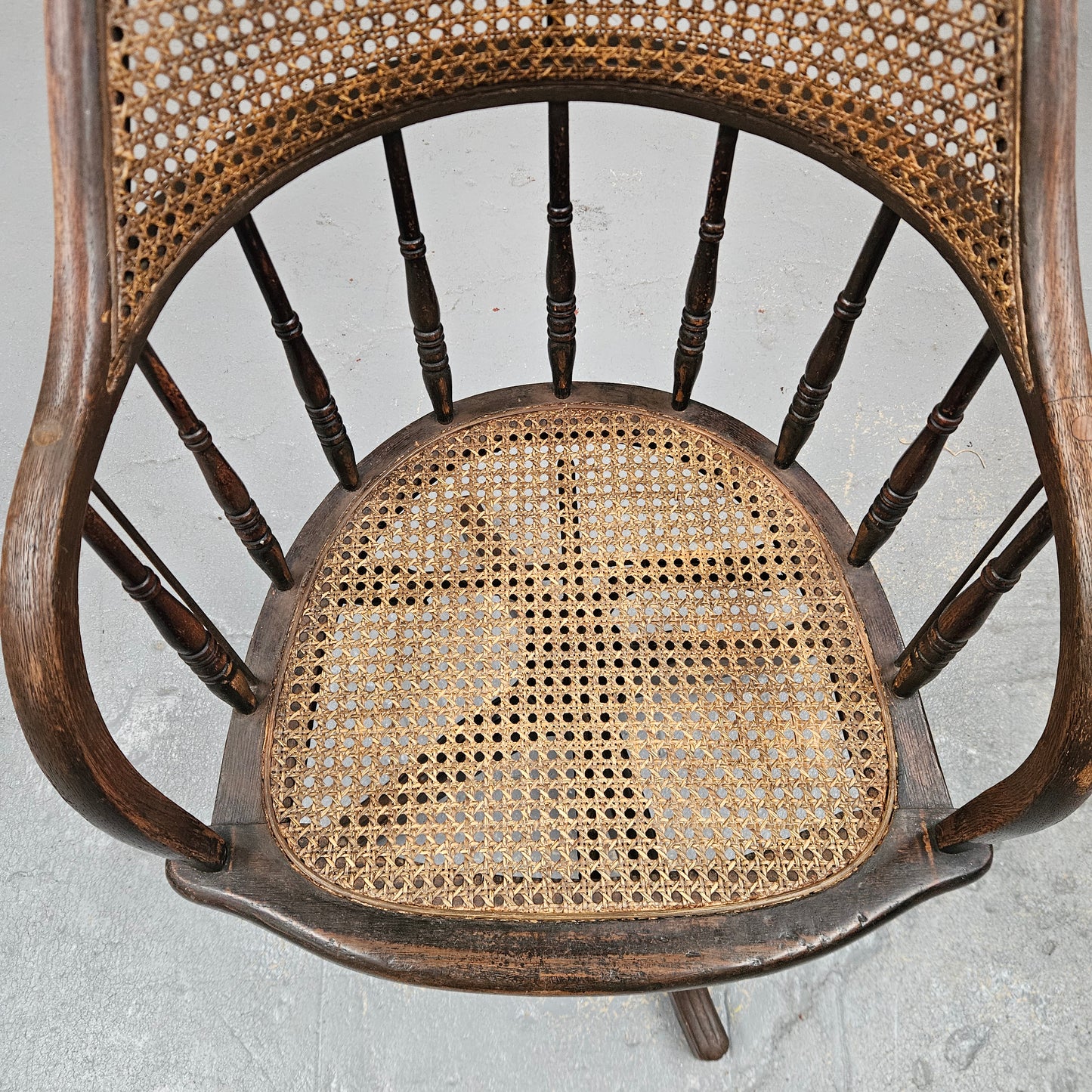 Antique Cane & Oak Office Desk Chair