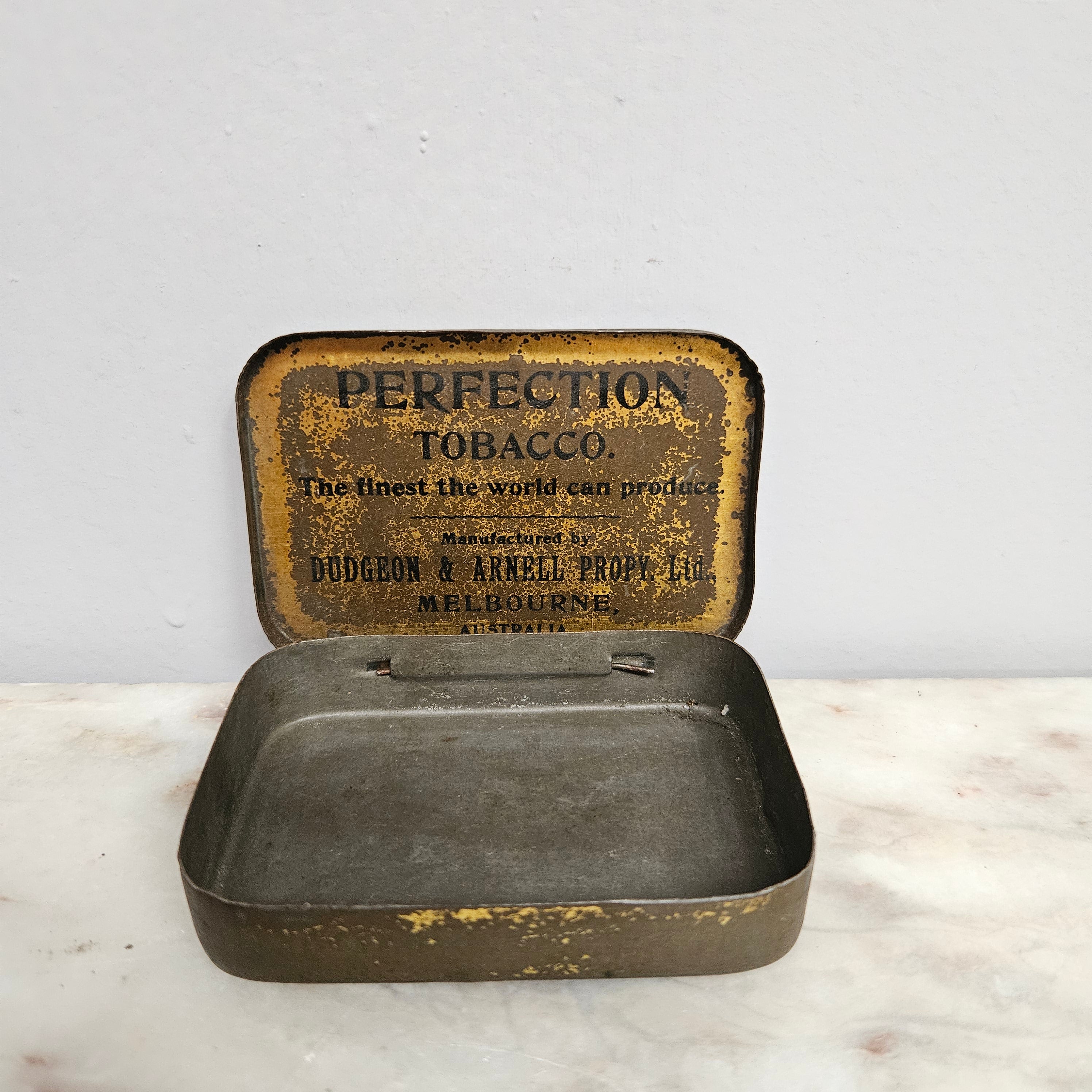 Dudgeon & Arnell (Melbourne, Australia) "Perfection" Long Cut Tobacco Tin 2ozs | Antique & Vintage | Moonee Ponds Antiques | Australia Wide Delivery