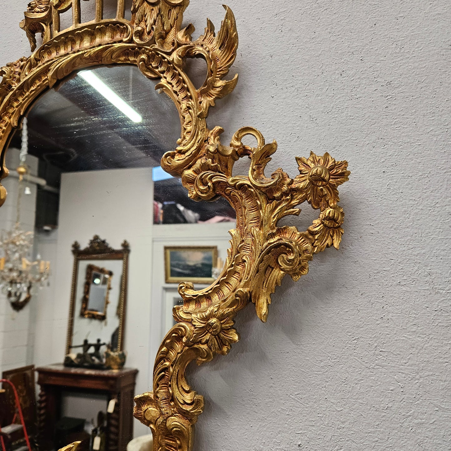 Antique French Gilt Bronze Louis XV Style Mirror