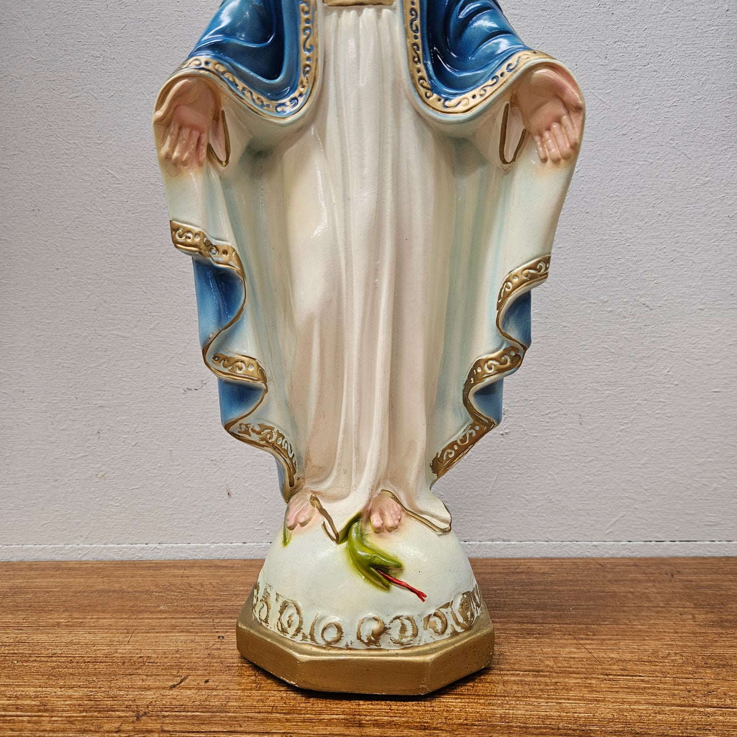 Vintage Hand-Painted Plaster Statue of Our Lady Mary