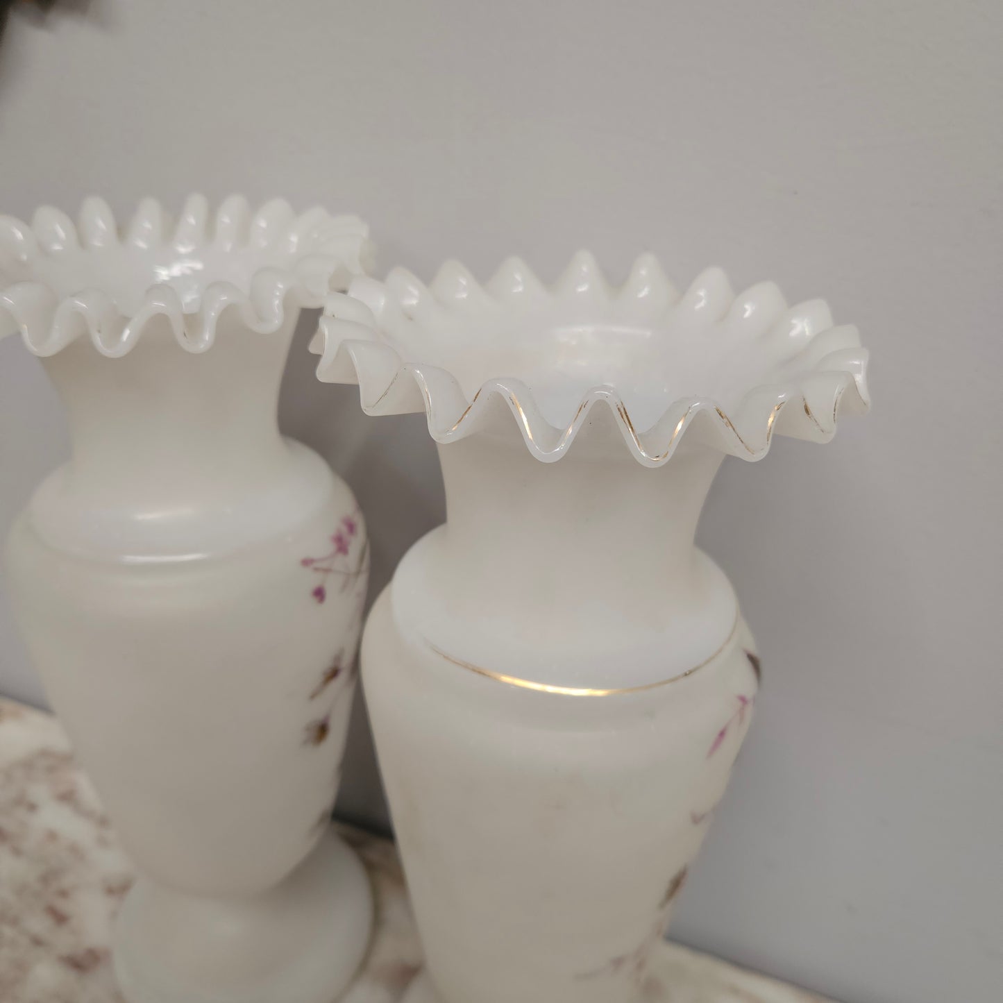 Pair of Victorian Opaline Glass Vases