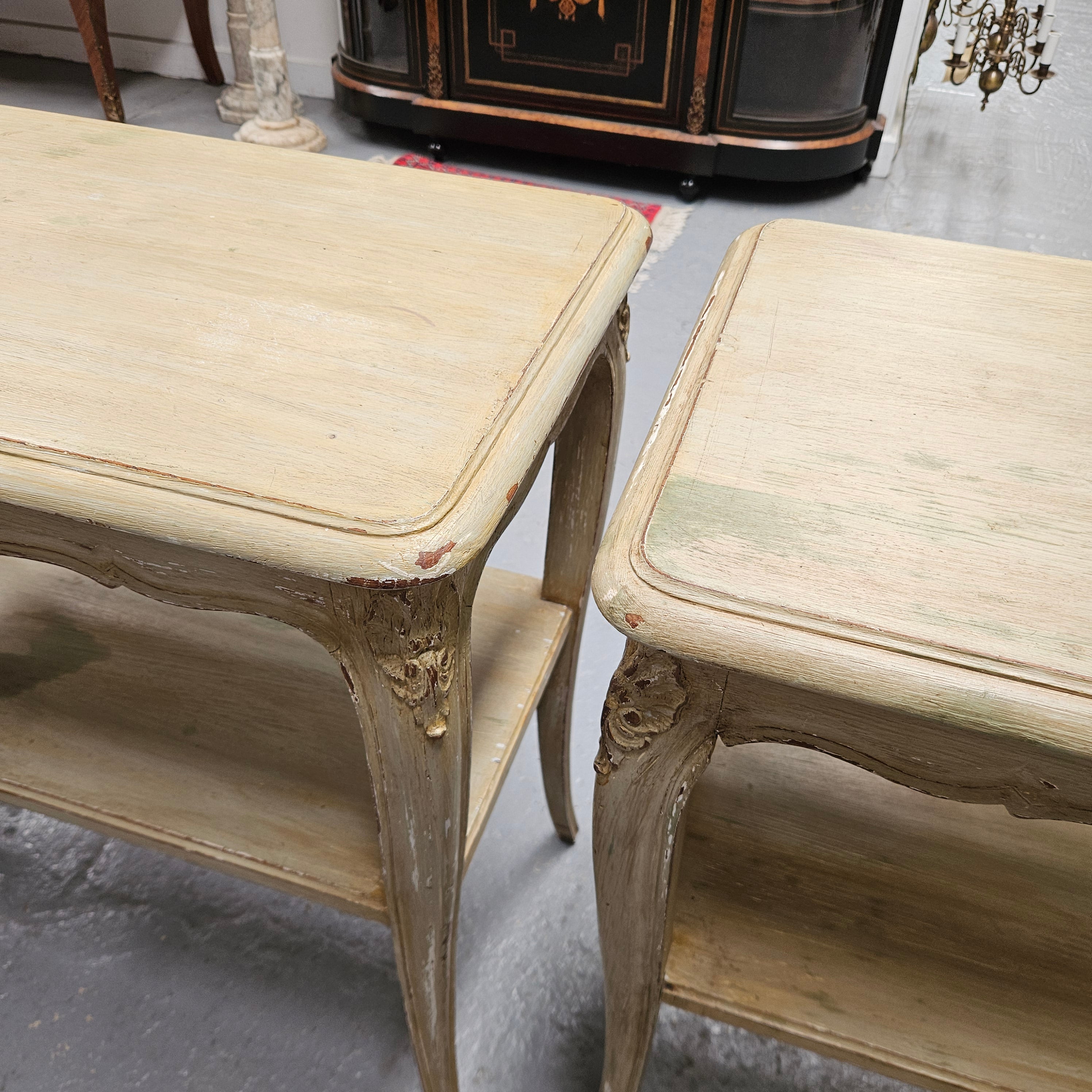 Pair Rustic Oak Shabby Chic Side Tables | Antique & Vintage | Moonee Ponds Antiques | Australia Wide
