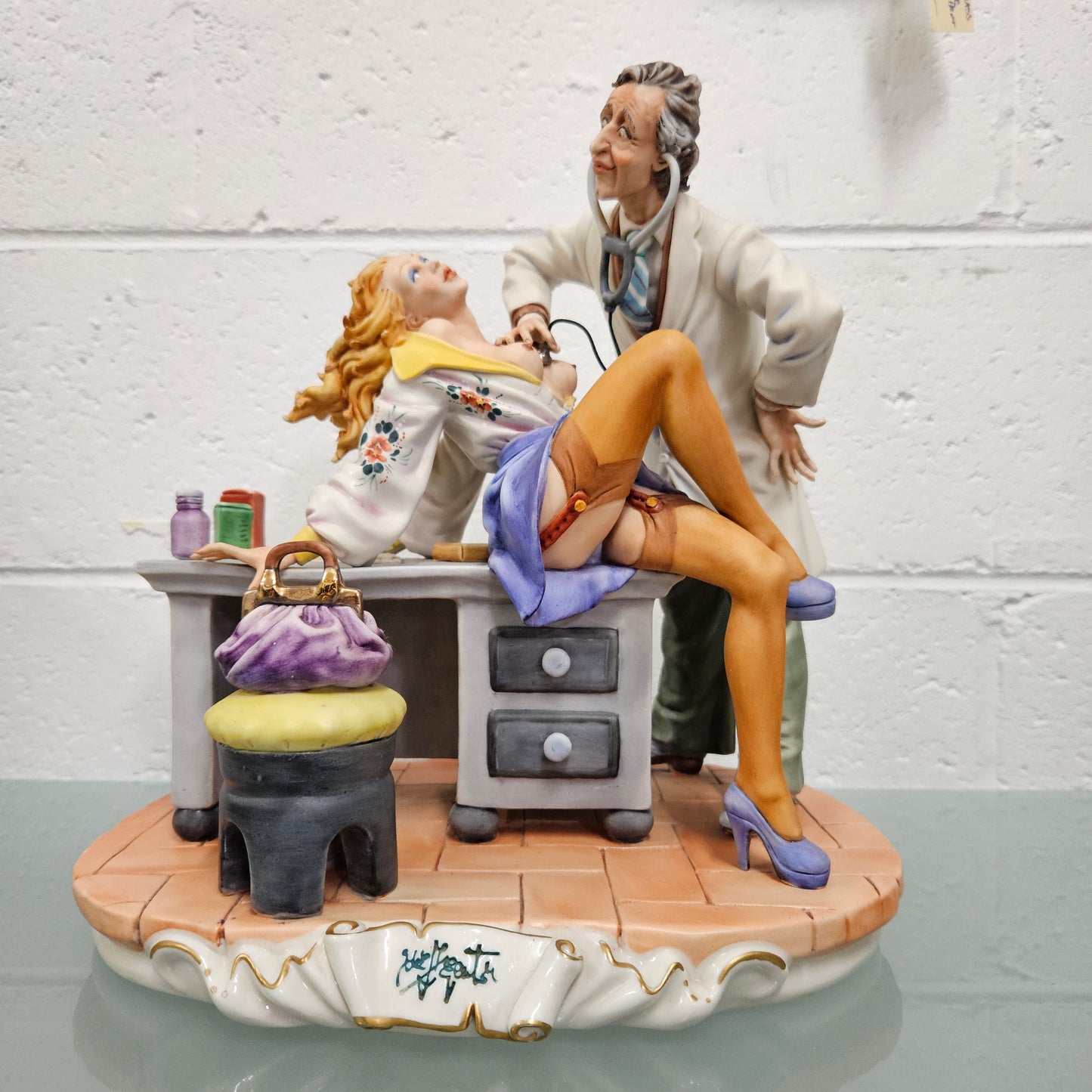 Risque Capodimonte Doctor & Patient Porcelain Statue