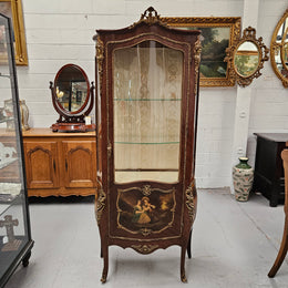 French  Louis XV Style Bombe Shaped Vernis Martin Vitrine