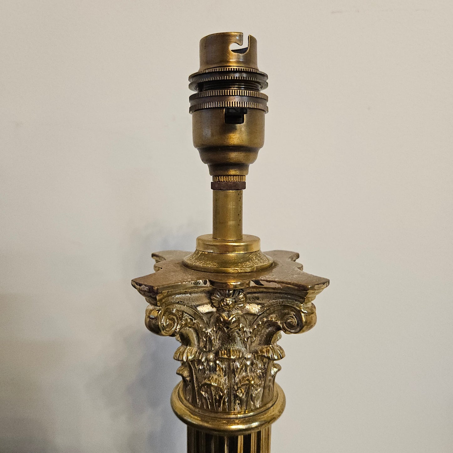 Antique Corinthian Coulmn Brass Electrified Table Lamp