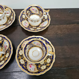 Ridgway Regency Period 6 Hand Painted & Gilded Cups & Saucers
