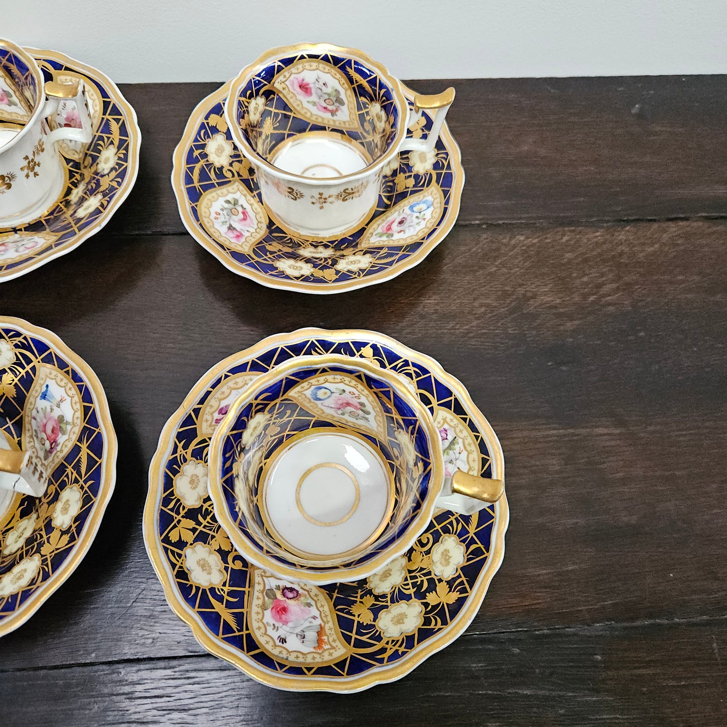 Ridgway Regency Period 6 Hand Painted & Gilded Cups & Saucers