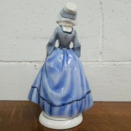 German Porcelain Figurine of a Lady in Blue Dress