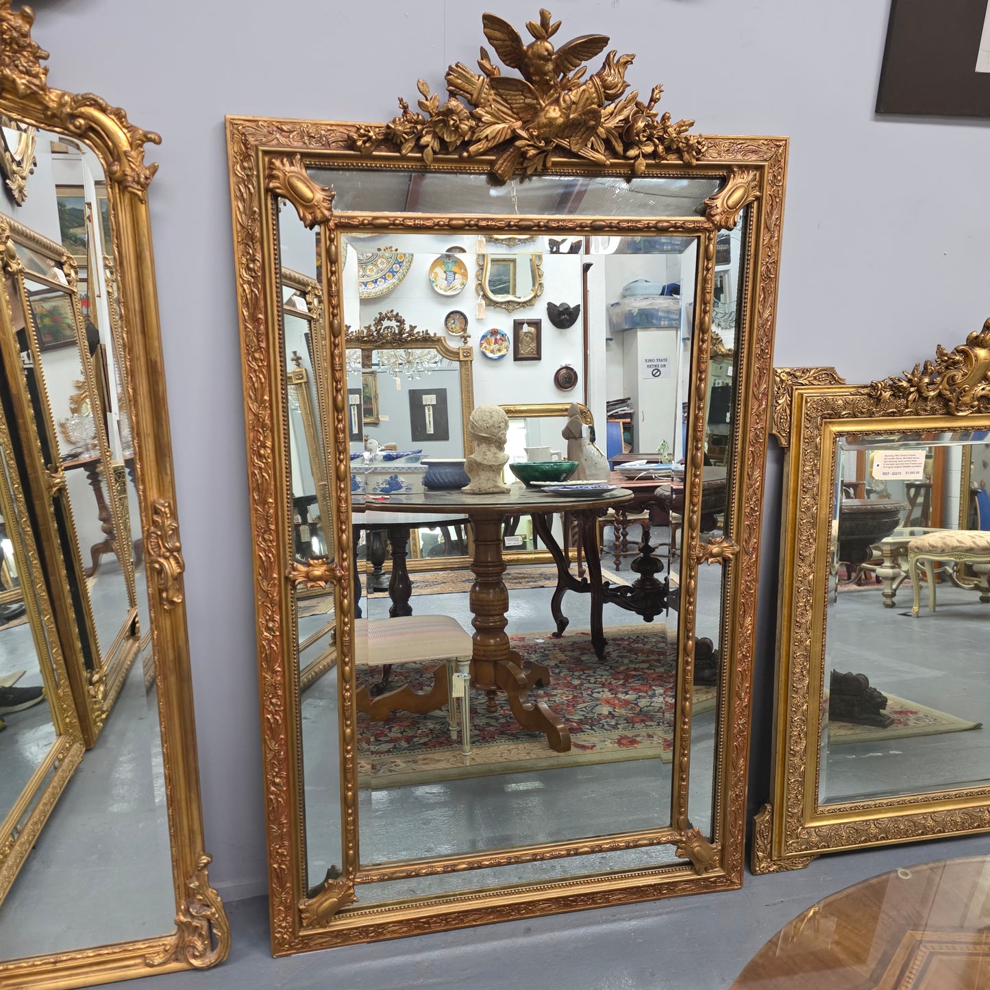 Impressive 19th Century Large French Gilt Cushion Mirror