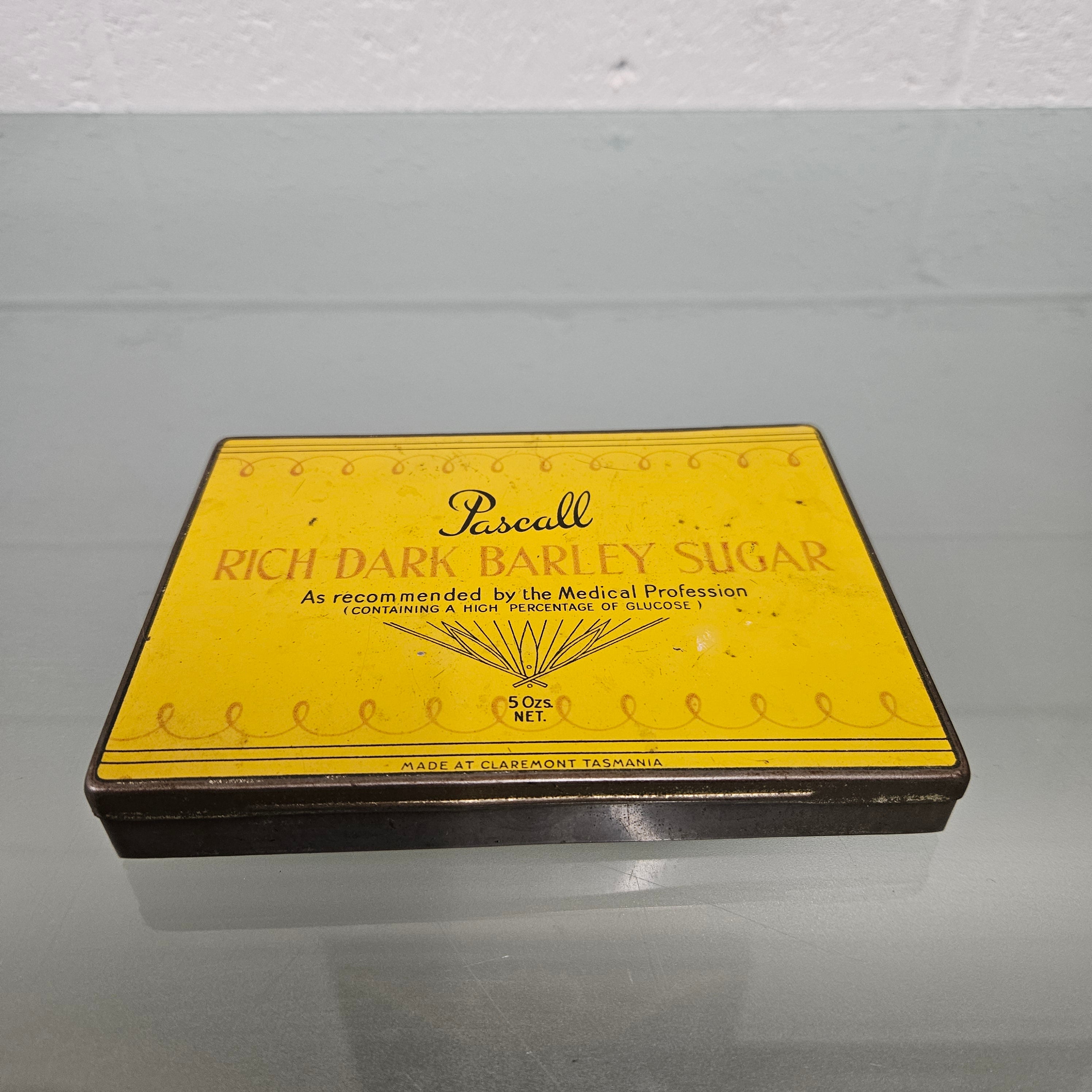 Vintage Pascall Rich Dark Barley Sugar Tin 50zs | Antique & Vintage | Moonee Ponds Antiques | Australia Wide Delivery