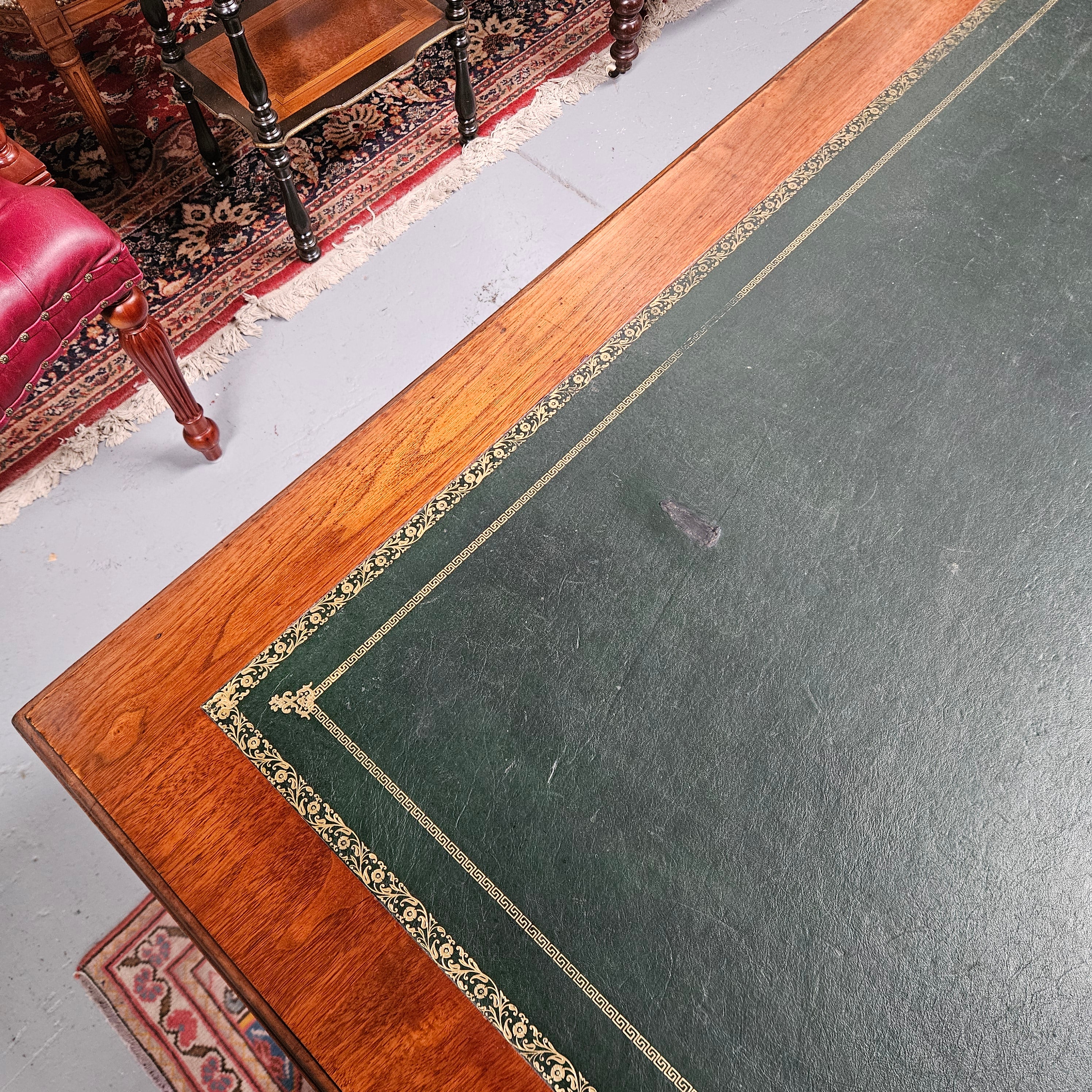 Edwardian Walnut Full Partners Desk With Leather Top | Antique & Vintage | Moonee Ponds Antiques | Australia Wide Delivery