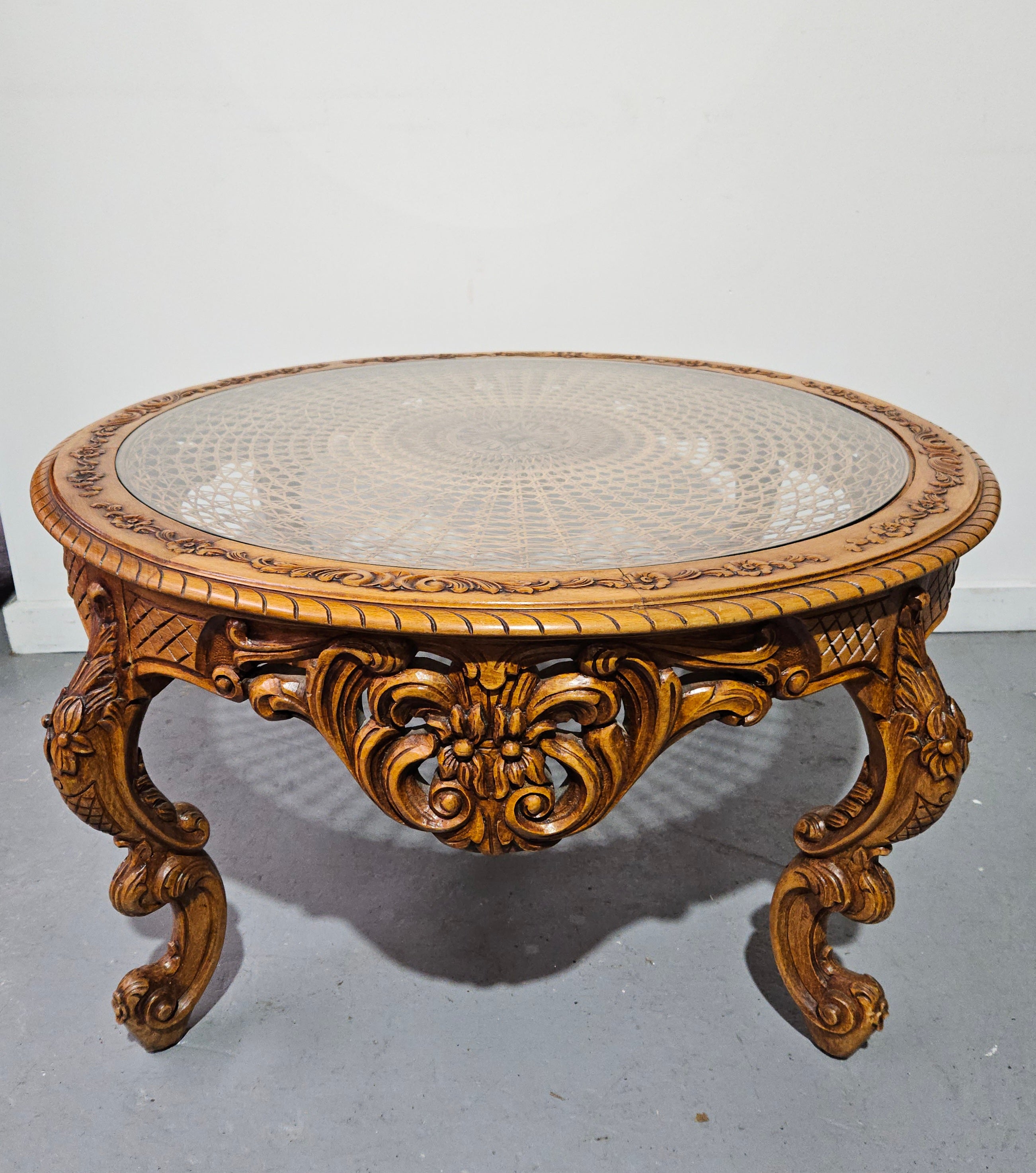 Decorative Louis XV Style Round Cane Coffee Table | Antique & Vintage | Moonee Ponds Antiques | Australia Wide Delivery