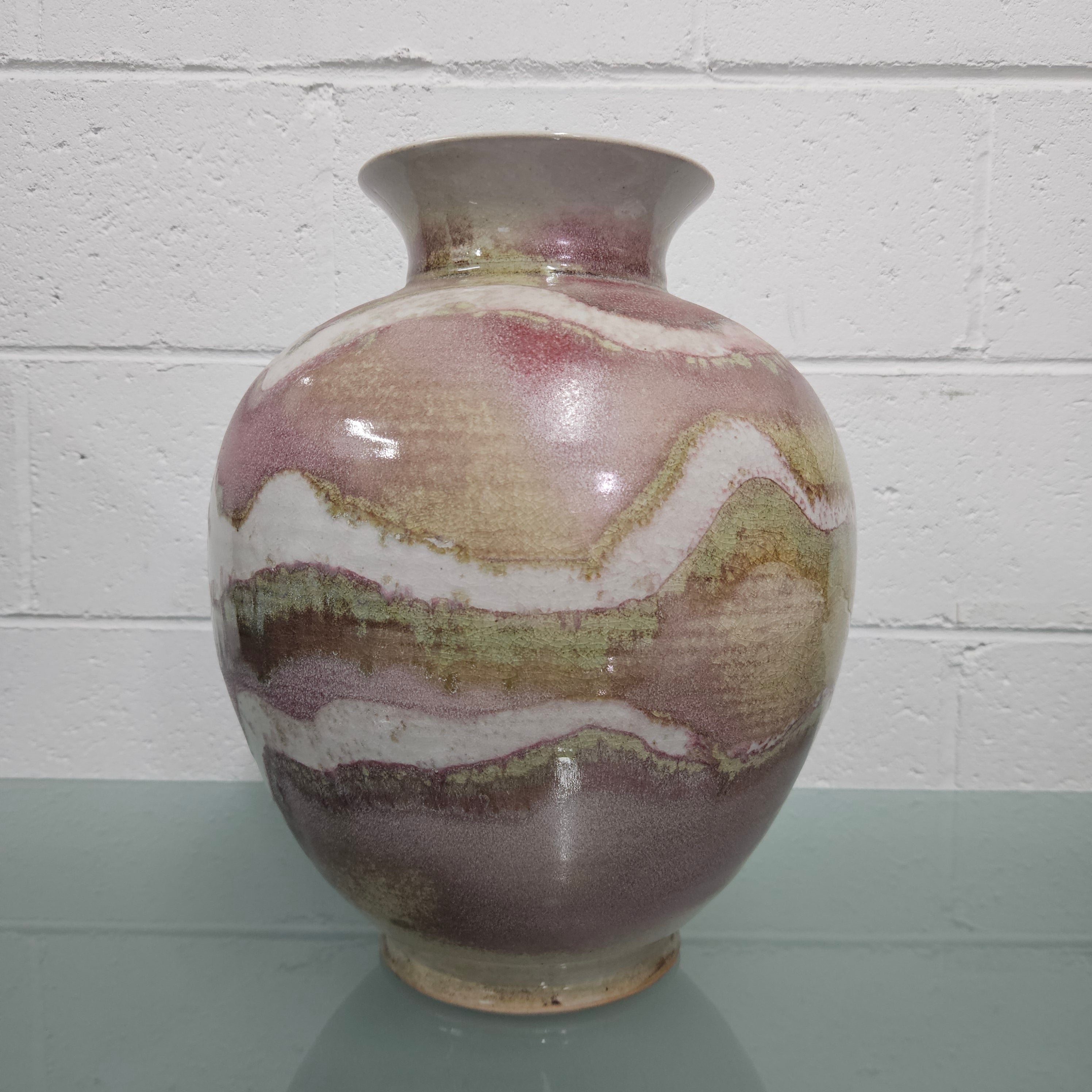 Decorative Large Vintage Pottery Signed Vase