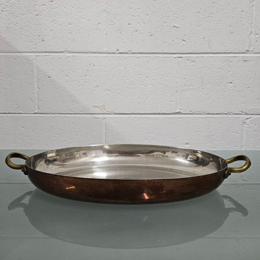 Vintage Copper Tinned Oval Pan