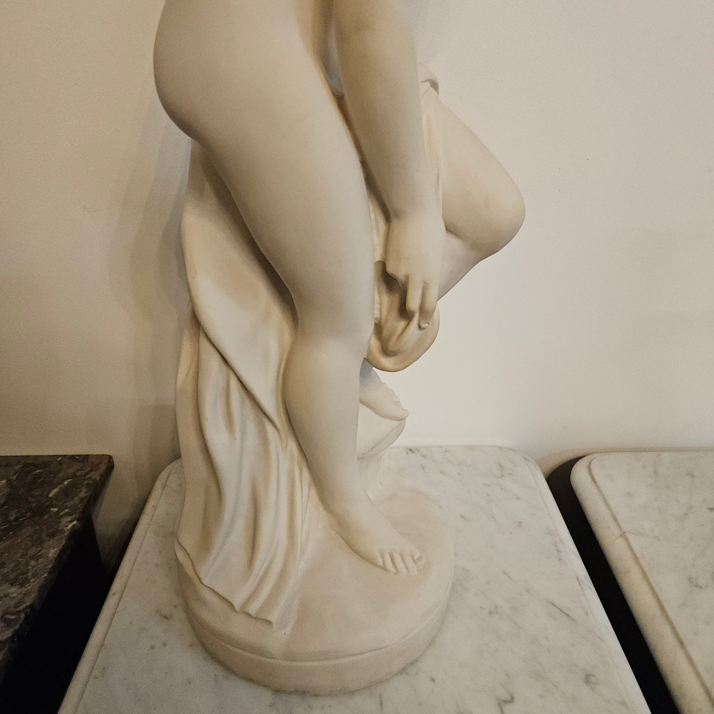 Vintage French Composite Marble 'Bathing Venus' Statue