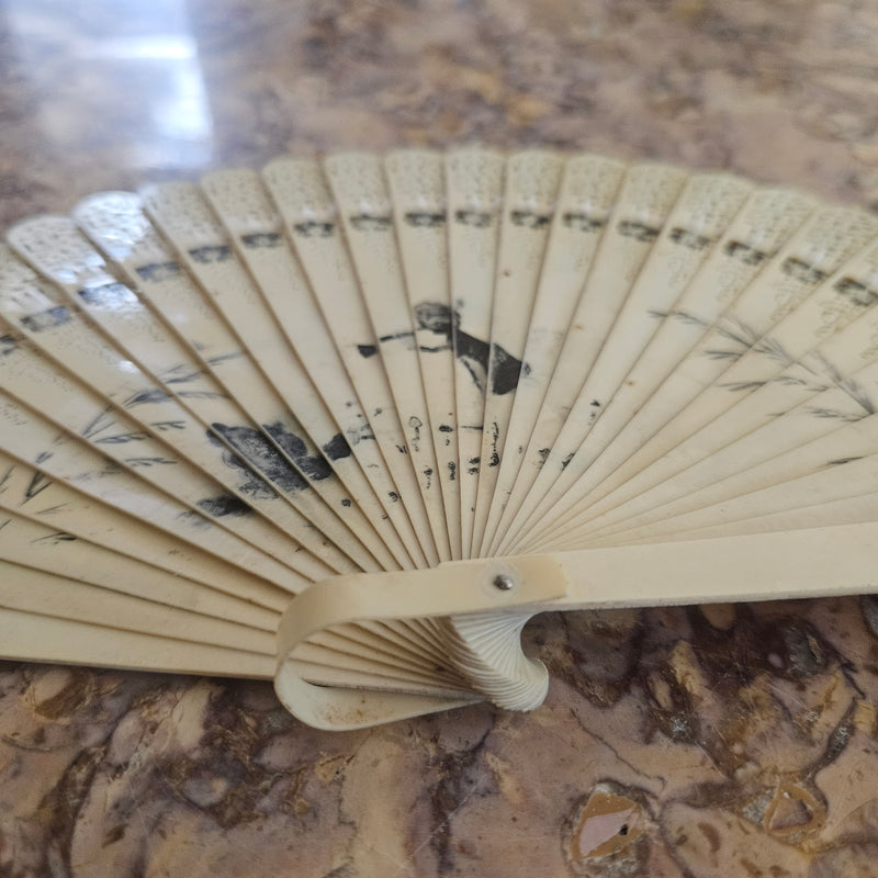 Art Deco Celluloid Fan Hand Painted