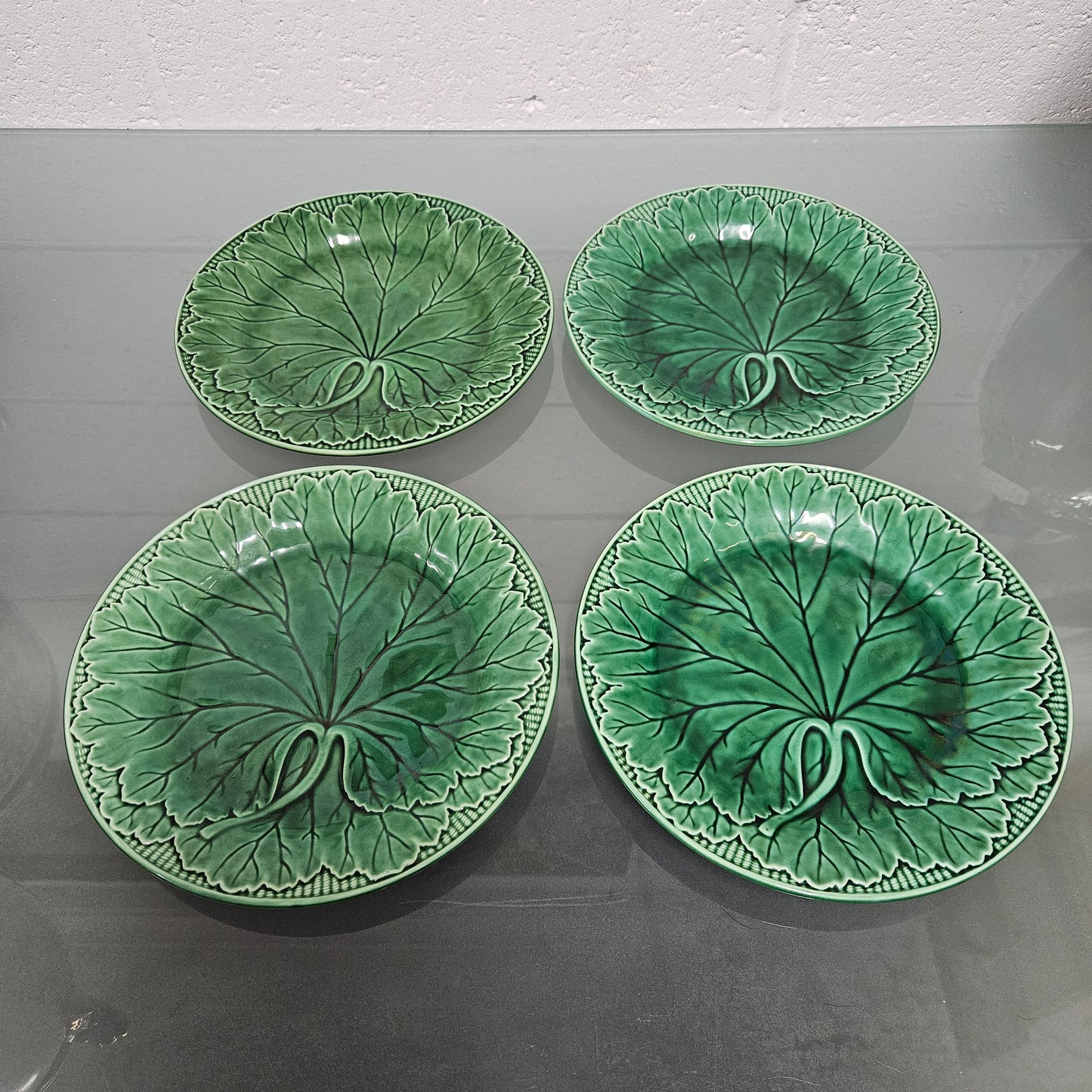 Antique Set of Four Majolica Plates