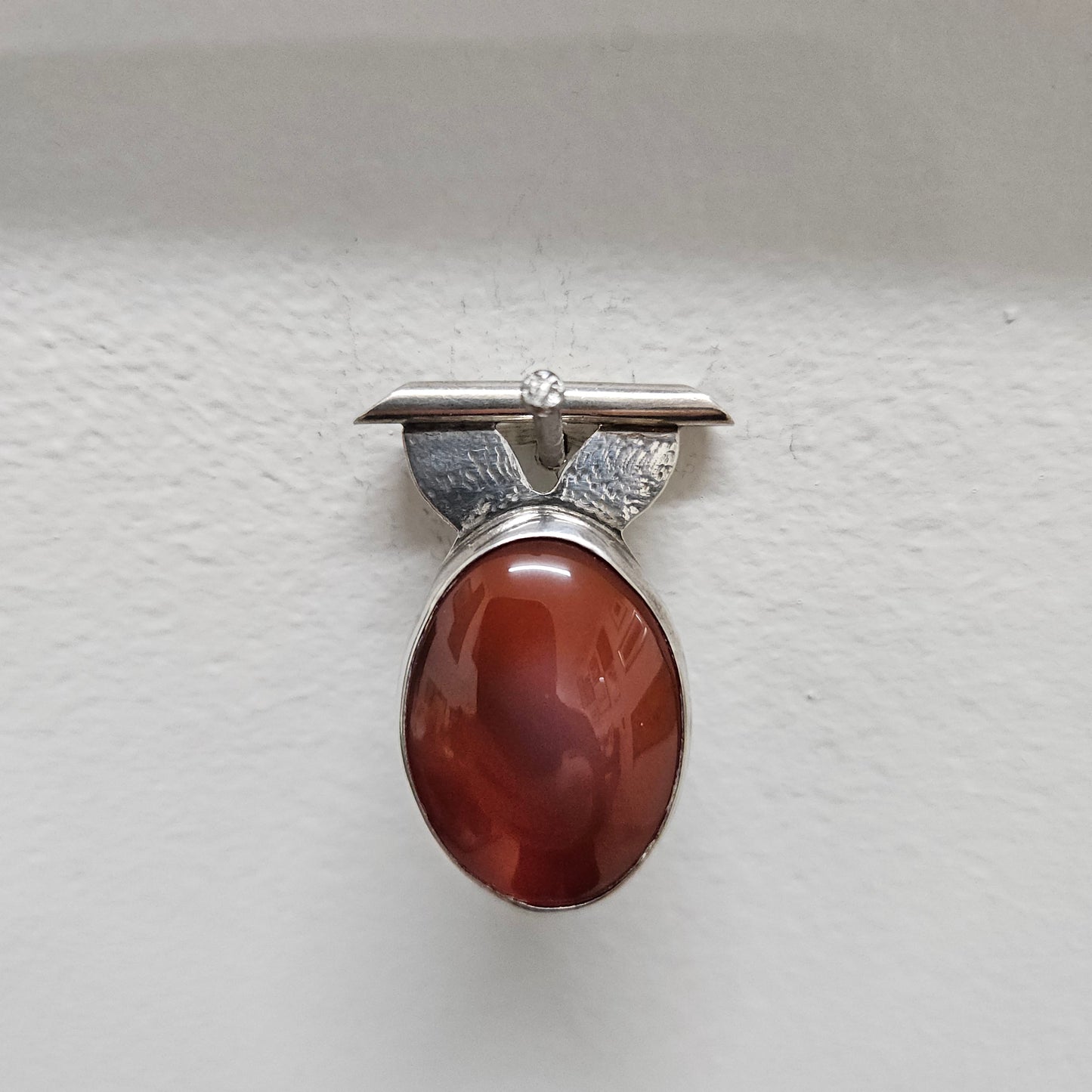 Silver And Carnelian Stone Brooch