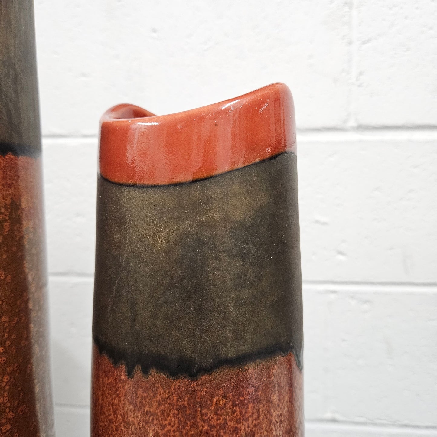 Pair of Tall Pottery Hand Made Vases