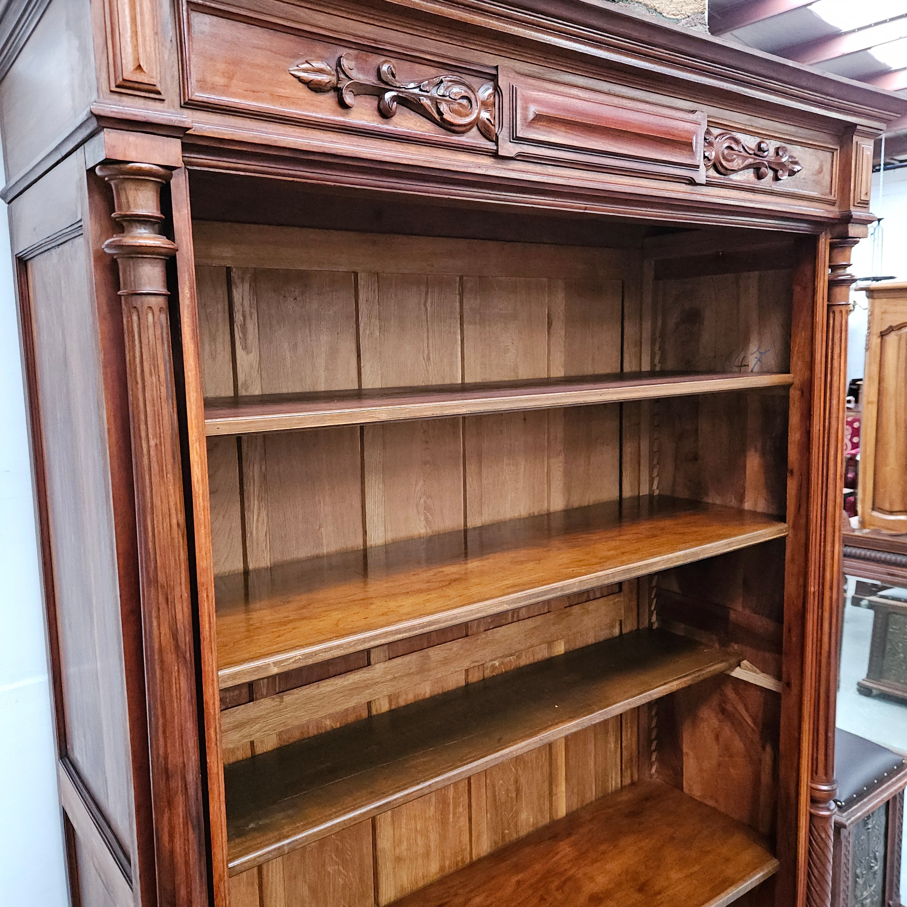 Henry 2nd Style 19th Century Walnut Open Bookcase With Drawer | Antique & Vintage | Moonee Ponds Antiques | Australia Wide Delivery
