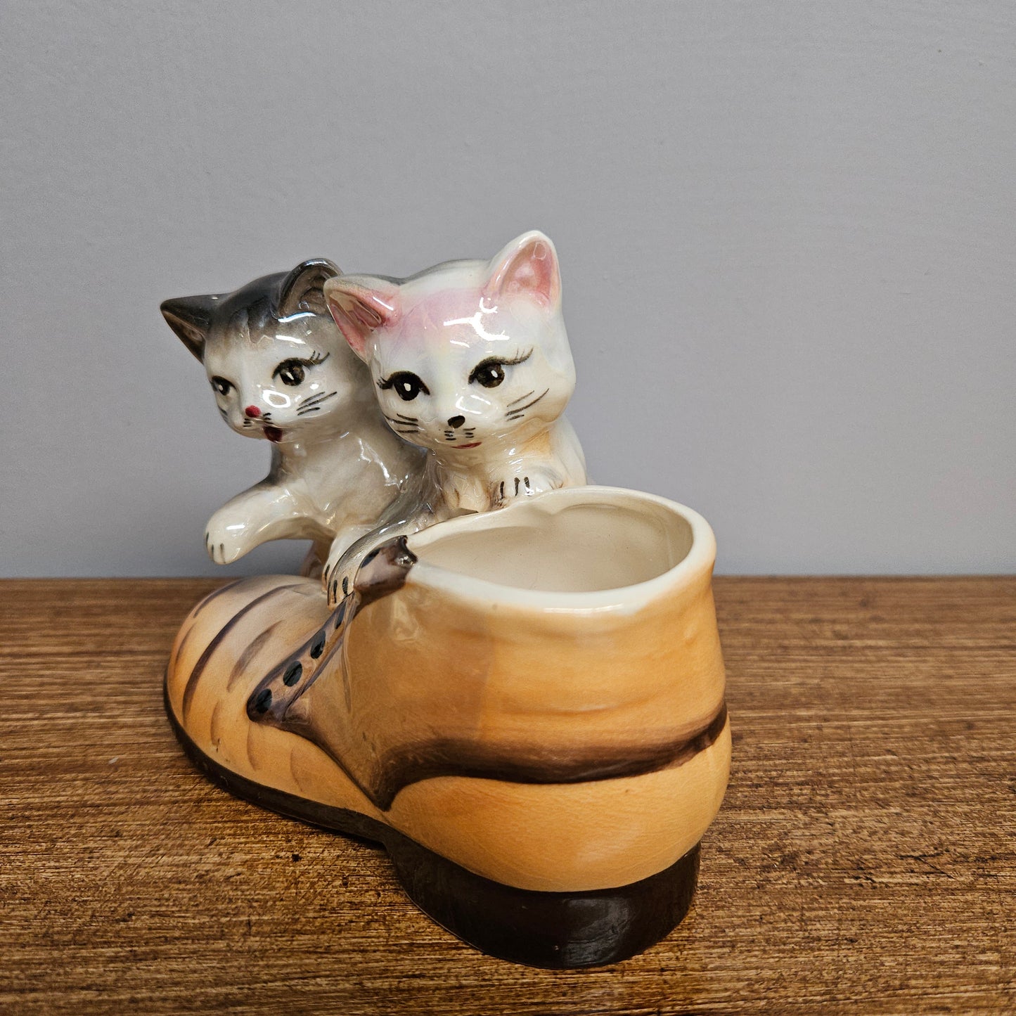 Vintage Lustre Cat and Boot Vase