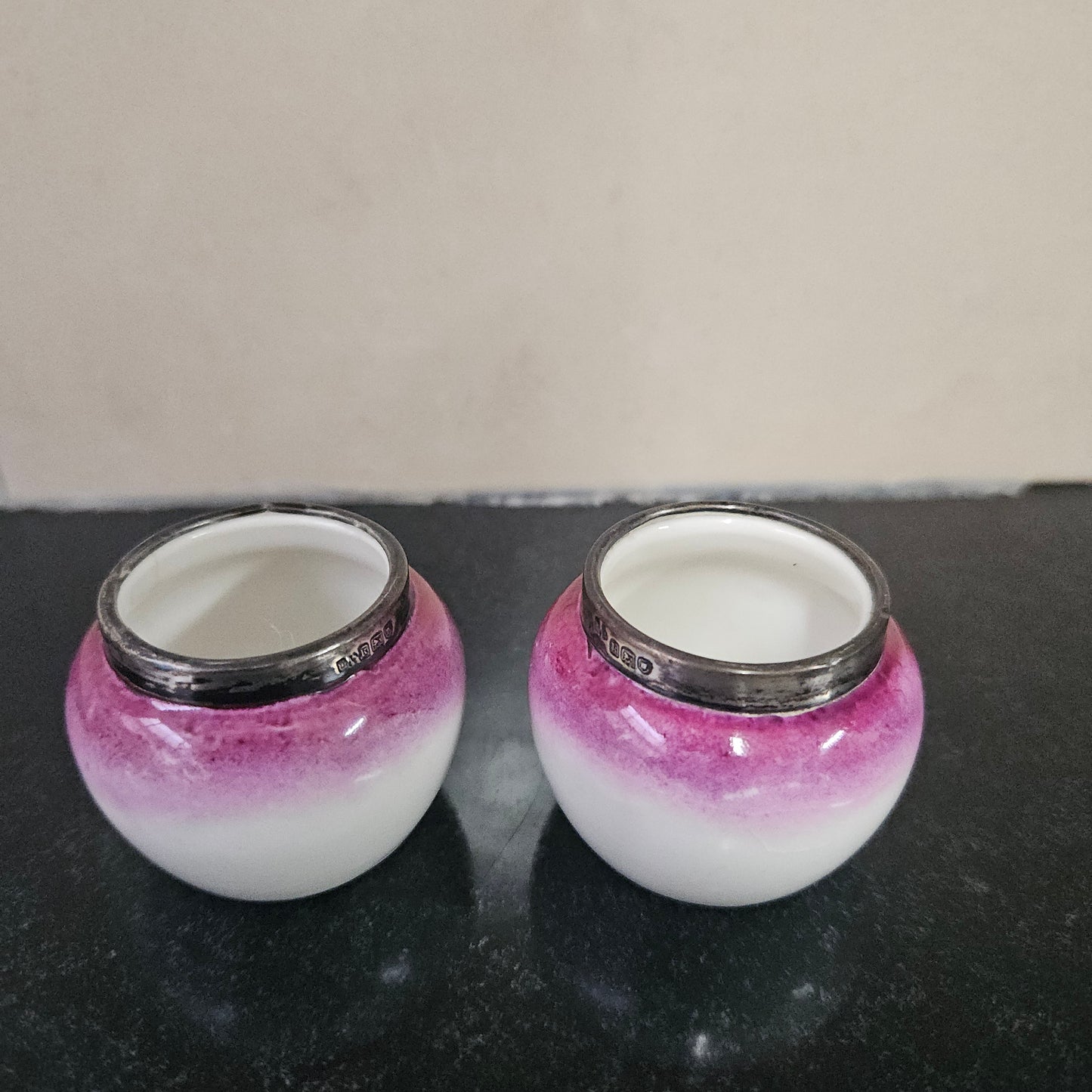 Pair of Silver Topped Salts
