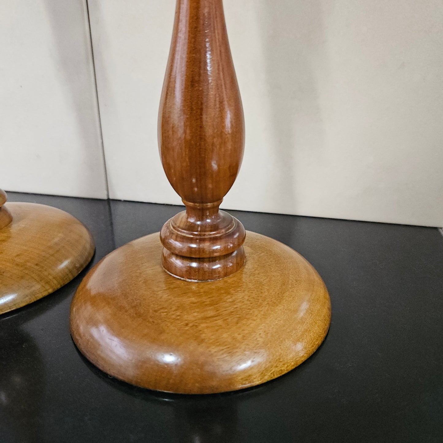 Pair Vintage Walnut Candlesticks