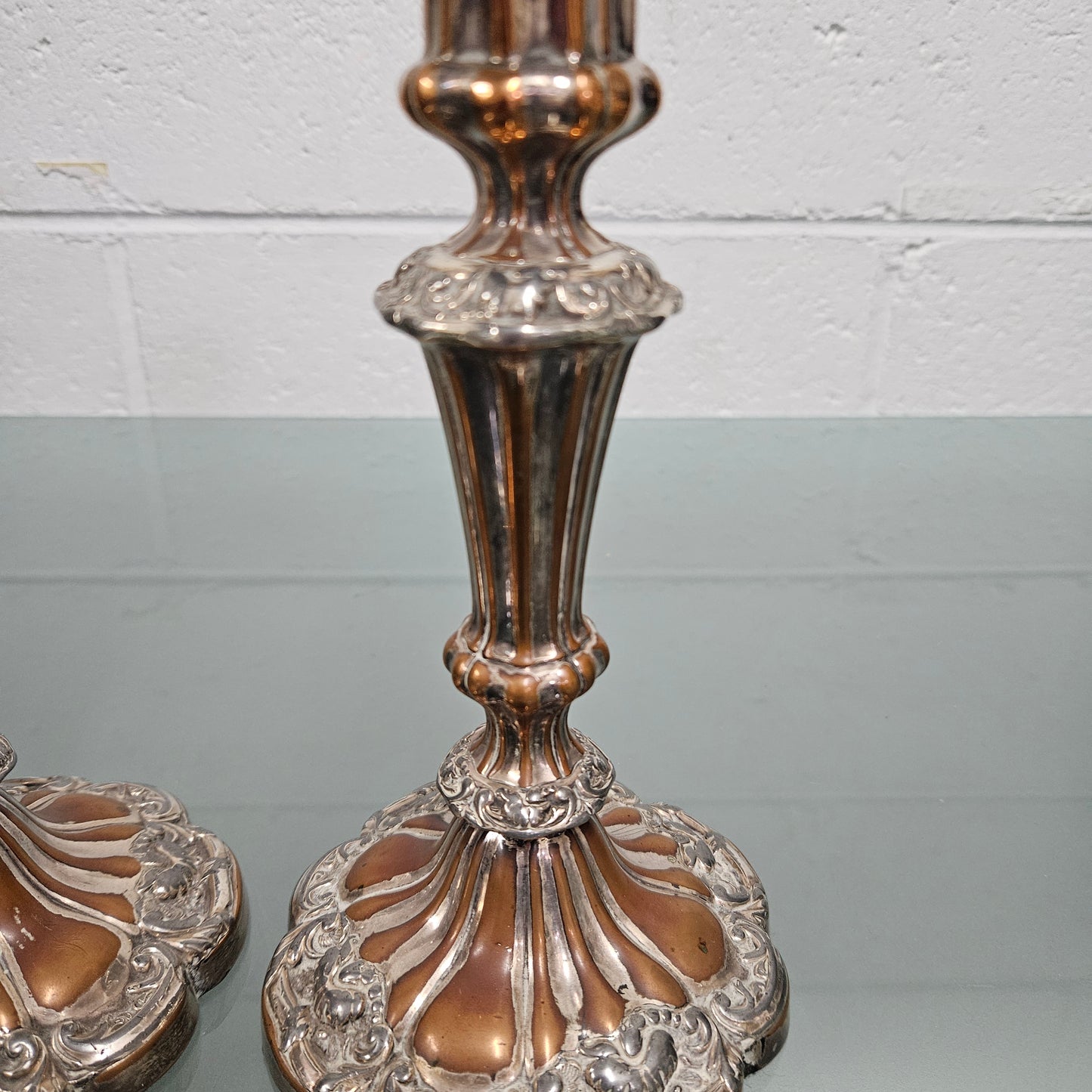 Pair of Sheffield Plate Candle Sticks