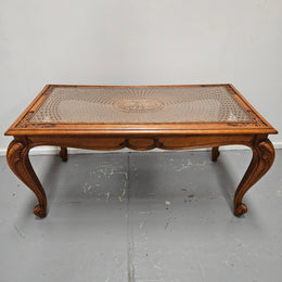 French Oak Cane Insert Coffee Table