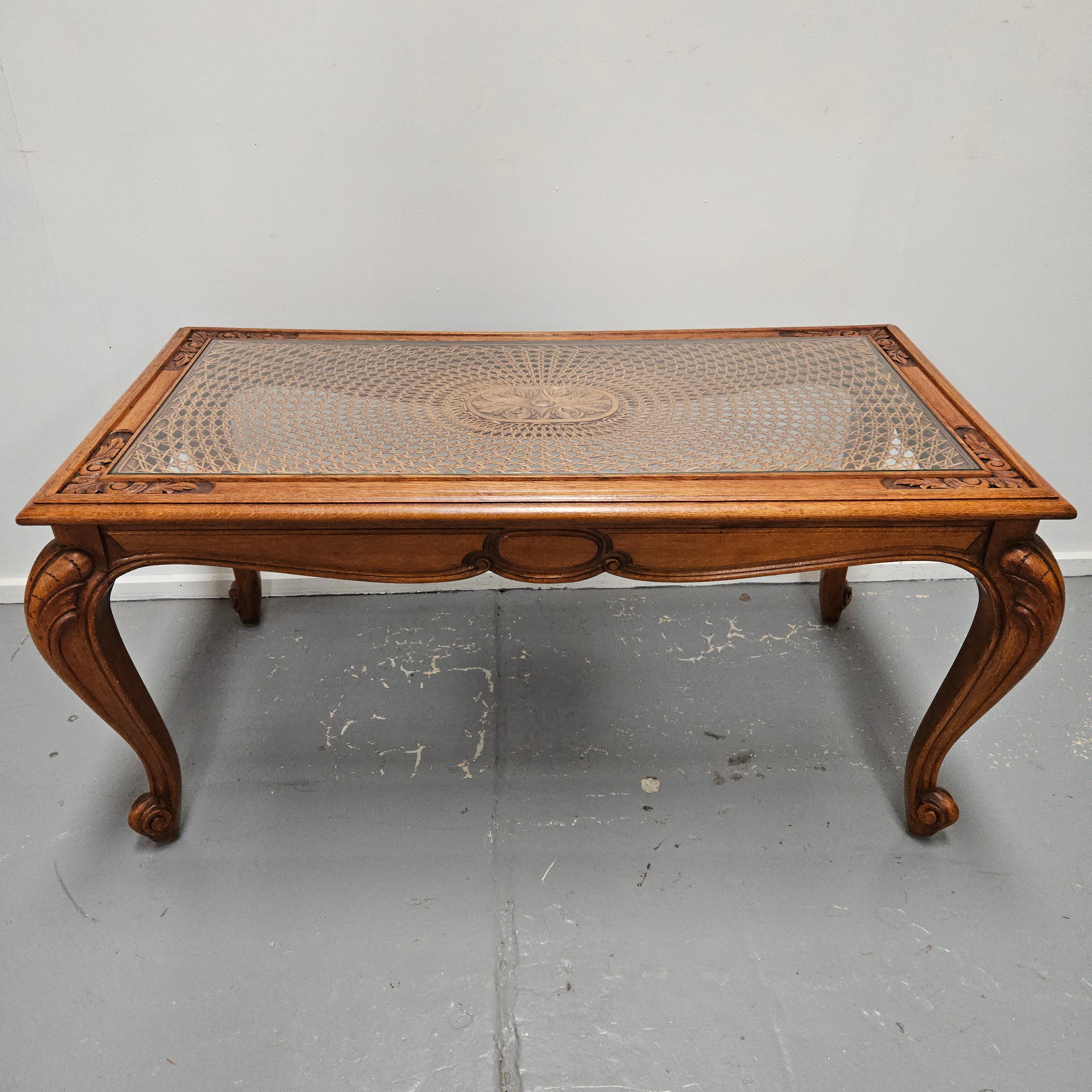 French Oak Cane Insert Coffee Table | Antique & Vintage | Moonee Ponds Antiques | Australia Wide Delivery