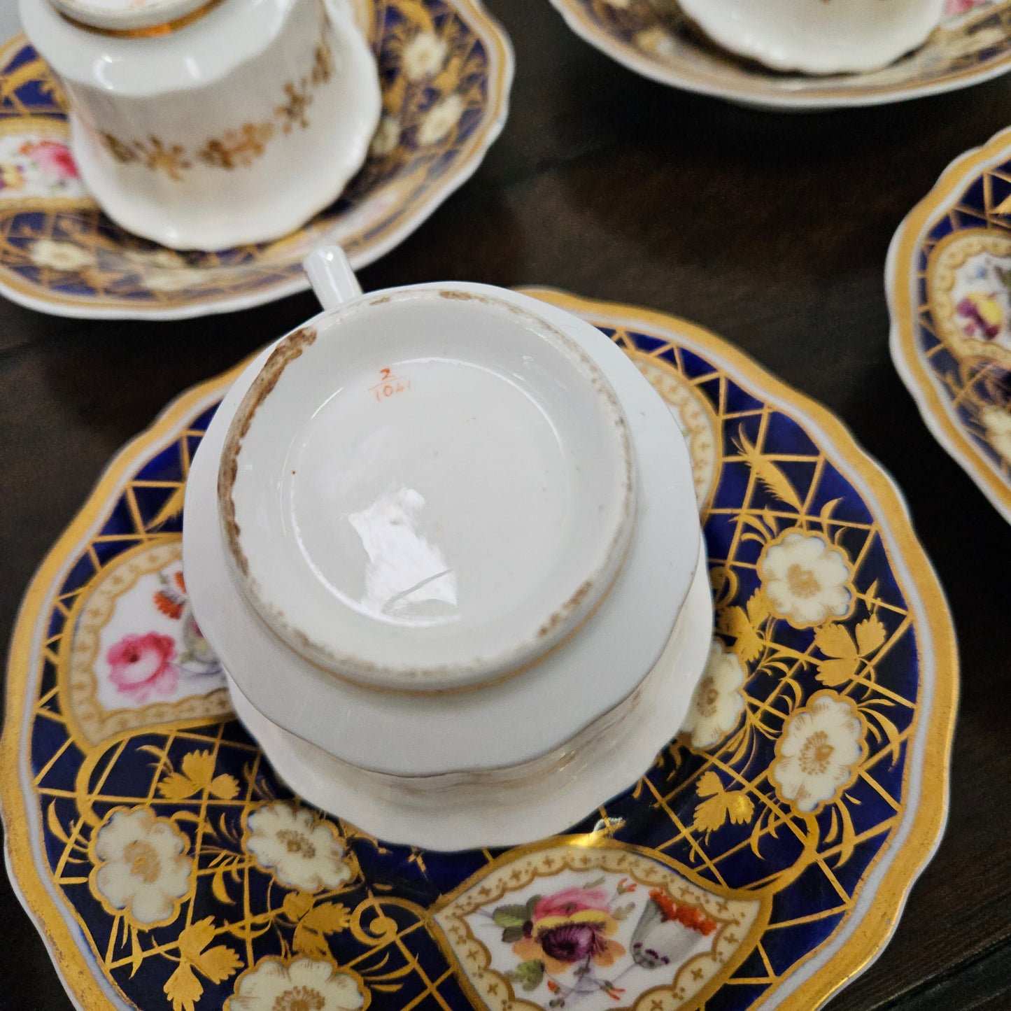 Ridgway Regency Period 6 Hand Painted & Gilded Cups & Saucers