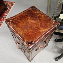 Portable Leather Filing Cabinet / Side Table | Antique & Vintage | Moonee Ponds Antiques | Australia Wide Delivery