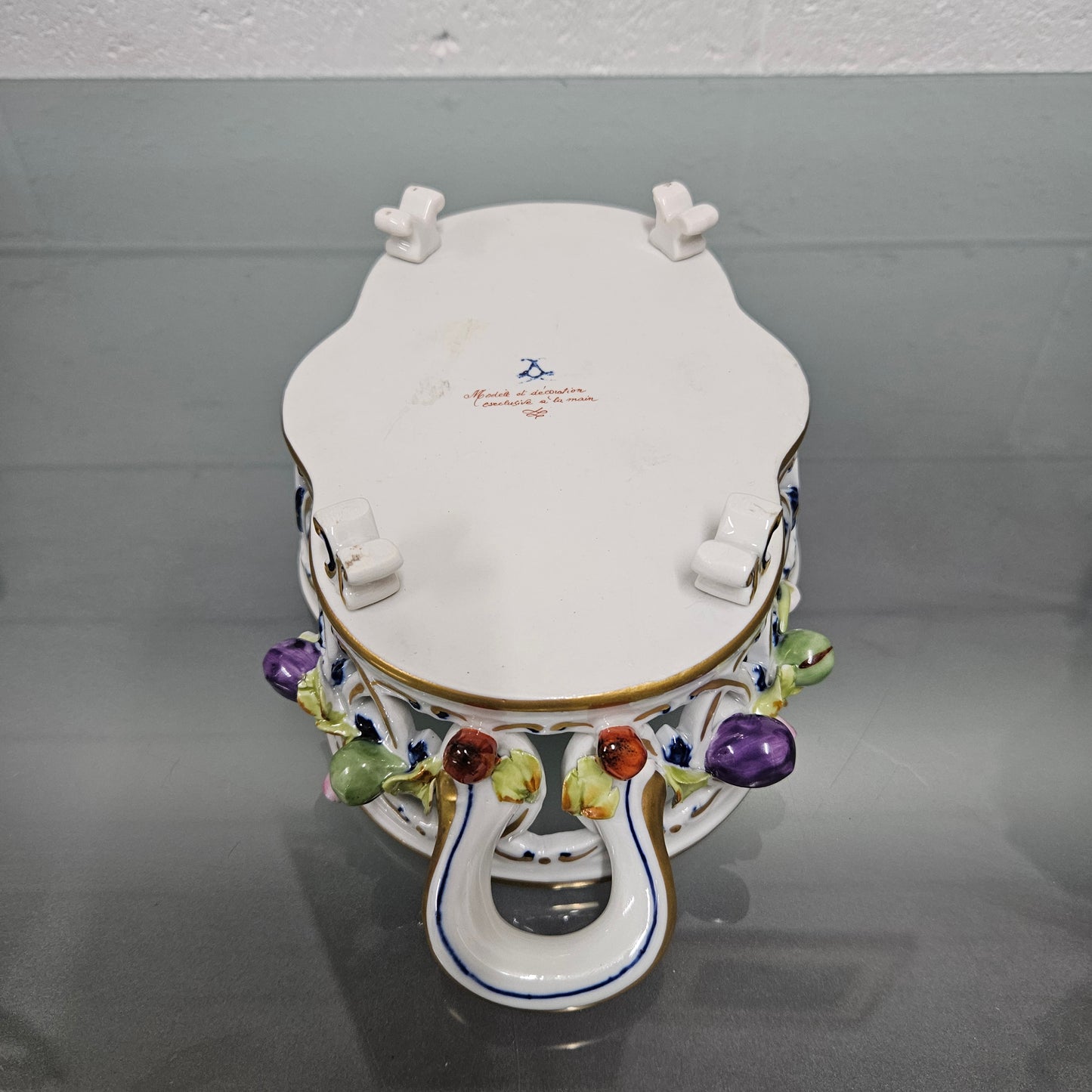 Vintage Servre Style Potpourri Holder With Fruit & Insects