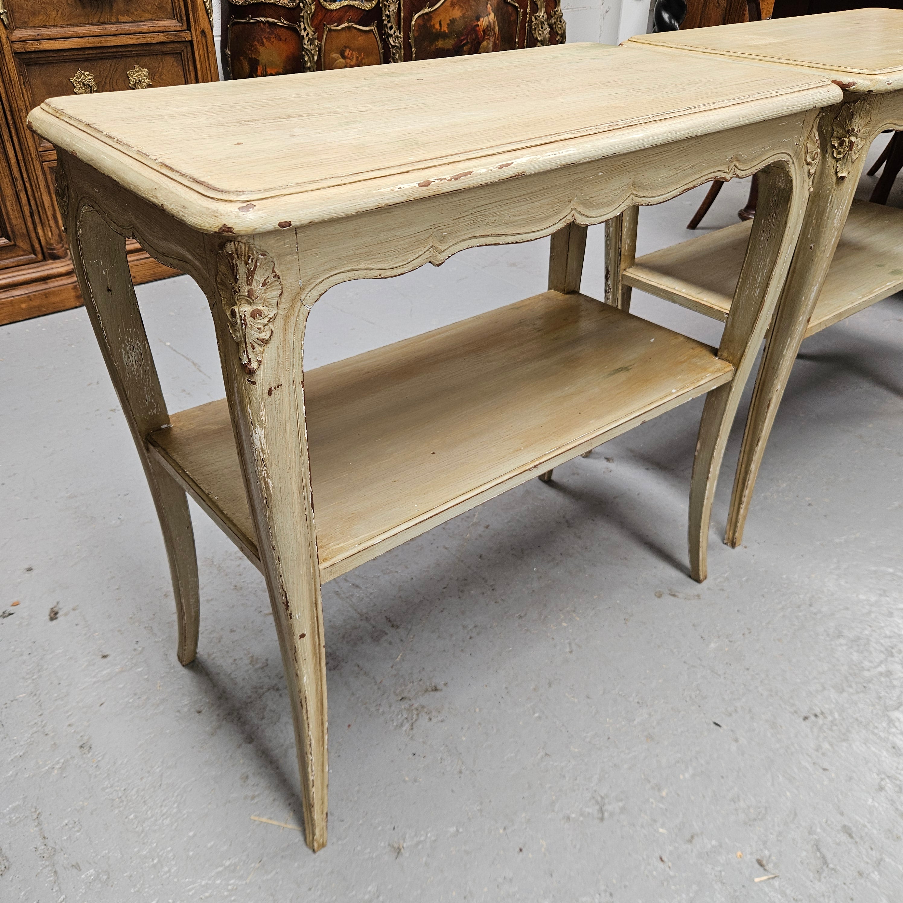 Pair Rustic Oak Shabby Chic Side Tables | Antique & Vintage | Moonee Ponds Antiques | Australia Wide