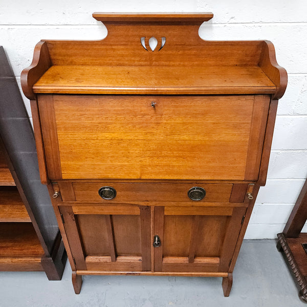 Australian blackwood Arts and Crafts secretaire desk. Sourced locally and in good original detailed condition. 