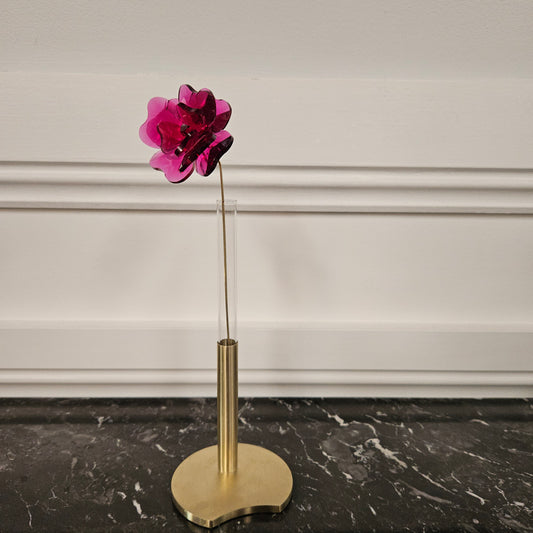 Swarovski Garden Tales Single Gold Tone Vase and Red Rose Flower